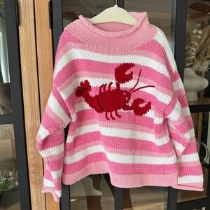 Lobster roll neck sweater mock intarsia knit chunky toddler girl claver cotton